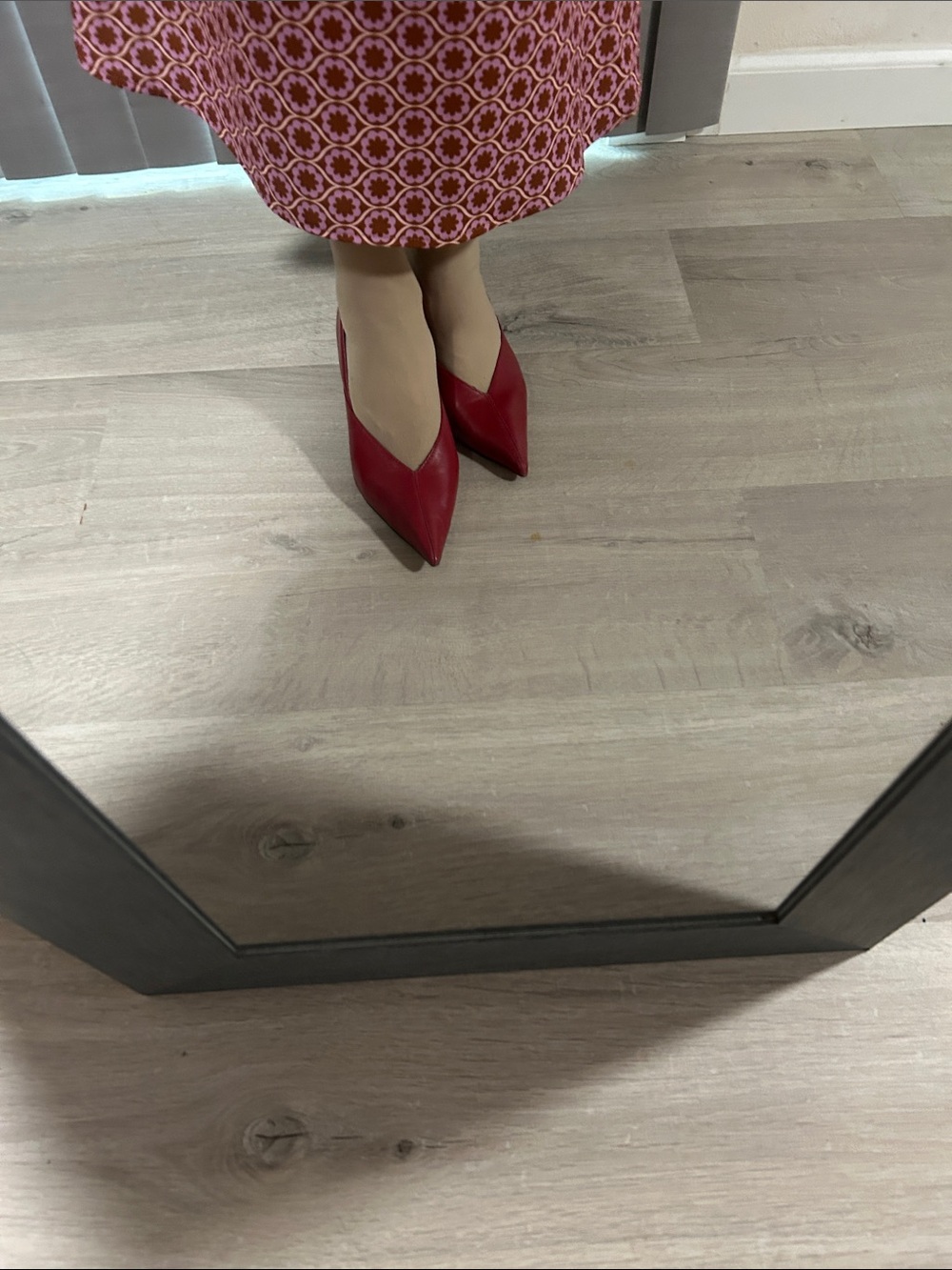 Zara Red Pointed-Toe Slip-On Heels
